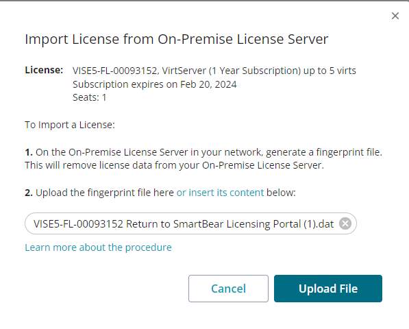 License Fingerprint File License Fingerprint File
