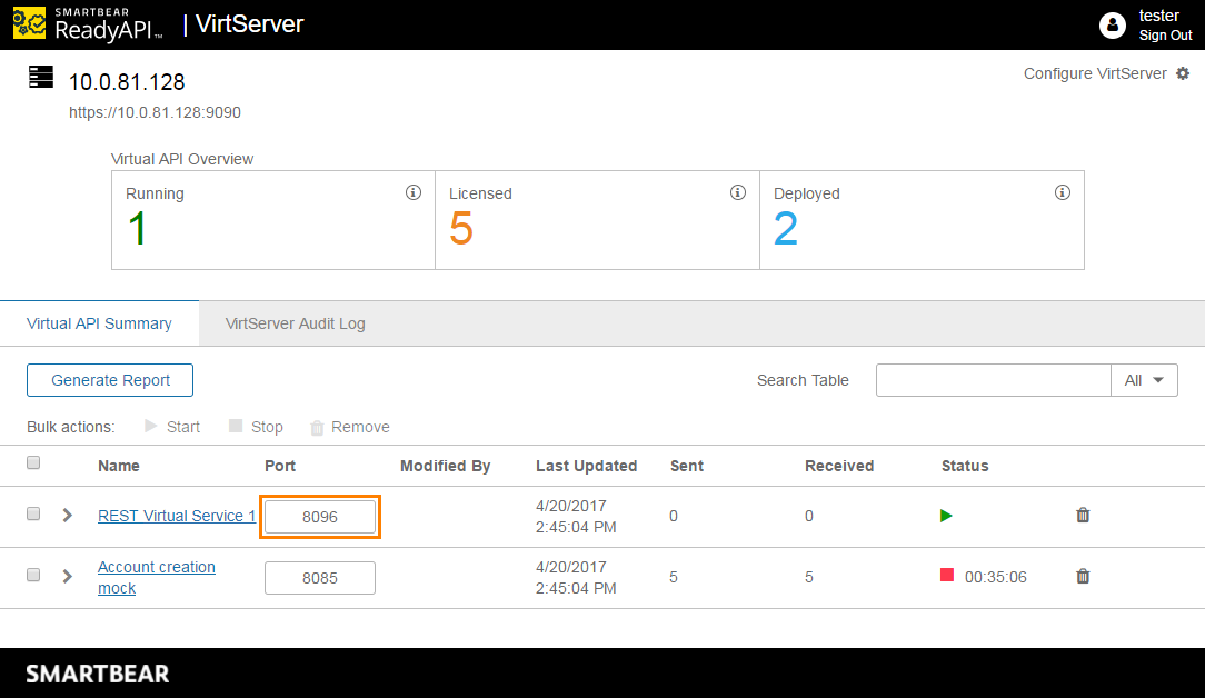 API testing with ReadyAPI: Accessing virtual service settings in VirtServer web interface API testing with ReadyAPI: Accessing virtual service settings in VirtServer web interface