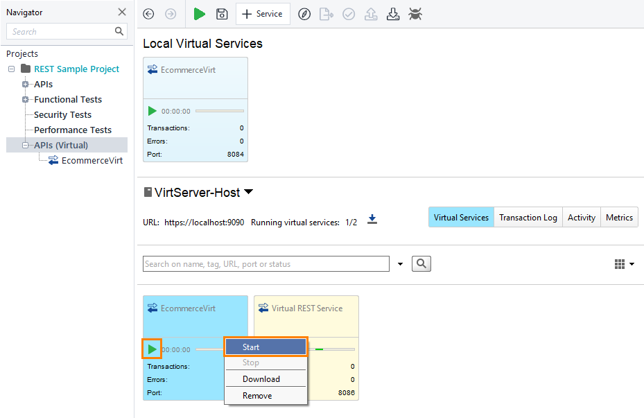 Starting virtual service from ReadyAPI Starting virtual service from ReadyAPI