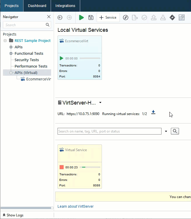 Deploying virtual service from ServiceV Deploying virtual service from ServiceV